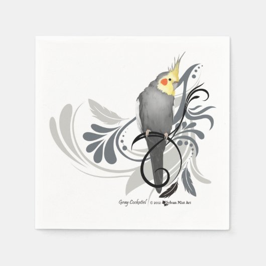Gray Cockatiel Serviette (Vorderseite)
