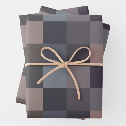 Gray Color Checkerboard Geschenkpapier Set (Beispiel)