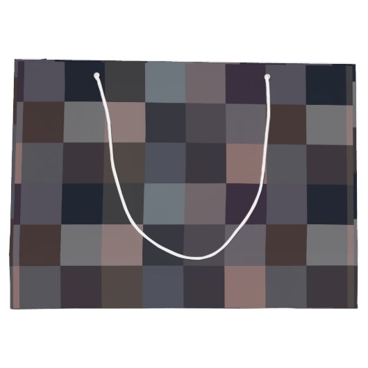 Gray Color Checkerboard Große Geschenktüte (Rückseite)
