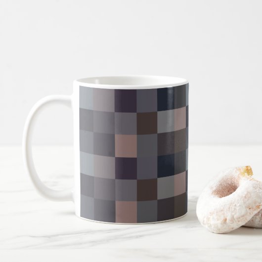 Gray Color Checkerboard Kaffeetasse (Mit Donut)