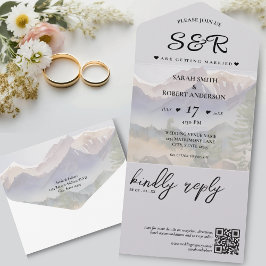 Gray Colorado Hochzeit in Urlaubsort All In One Einladung