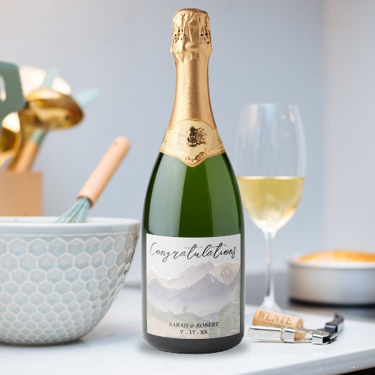 Gray Colorado Mountain Wedding Schaumweinetikett