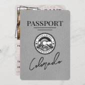 Gray Colorado Passport Save the Date (Vorne/Hinten)