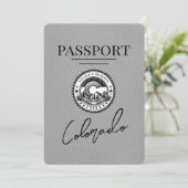 Gray Colorado Passport Save the Date (Stehend Vorderseite)