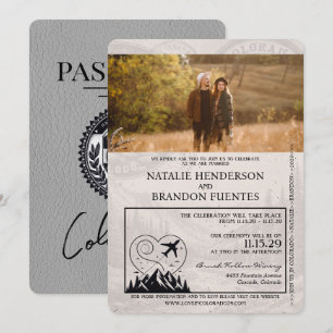 Gray Colorado Passport Wedding Einladung