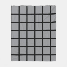 Gray colored square pattern and black borders fleecedecke