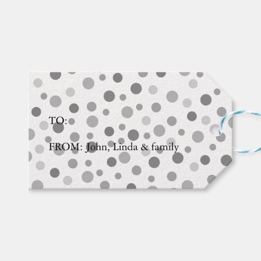 Gray Confetti Dots Geschenkanhänger (Vorderseite (Horizontal))