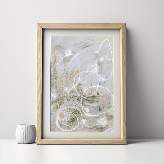 Gray Contemporary Elegant Abstract Art Poster