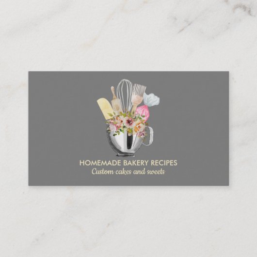 Gray Cook Koch Aquarell Backutensien Bäckerei Visitenkarte (Vorderseite)