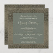 GRAY COPPER MOSAIC DOTS GRAND ÖFFNUNGSZEREMONIE EINLADUNG (Vorne/Hinten)