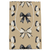 Gray Coquette Halloween Bow Mittlere Geschenktüte (Vorderseite)