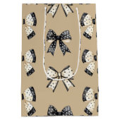 Gray Coquette Halloween Bow Mittlere Geschenktüte (Rückseite)