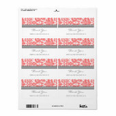 Gray Coral Damask Wedding Labels (Vorne)