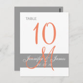 Gray Coral Monogram Wedding Table Card Postkarte (Vorne/Hinten)