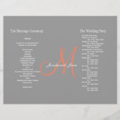 Gray Coral Wedding Program | Monogramm (Rückseite)
