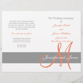 Gray Coral Wedding Program | Monogramm
