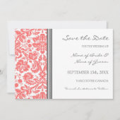 Gray Coral Wedding Save the Date Card (Vorderseite)