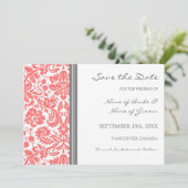 Gray Coral Wedding Save the Date Card (Stehend Vorderseite)