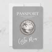 Gray Costa Rica Passport Hochzeitseinladung Einladung (Rückseite)