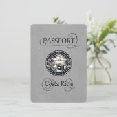 Gray Costa Rica Passport Save The Date (Stehend Vorderseite)