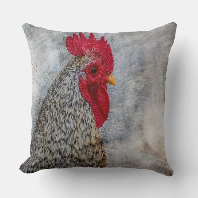 Gray Country Rooster Kissen (Vorderseite)