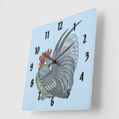Gray Country Rooster Quadratische Wanduhr (Winkel)