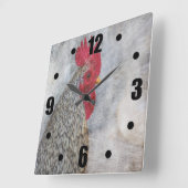 Gray Country Rooster Quadratische Wanduhr (Winkel)