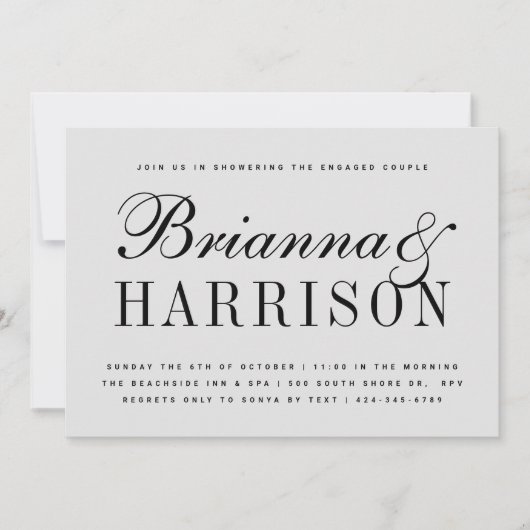 Gray Couples Names Polterabend Einladung (Vorderseite)