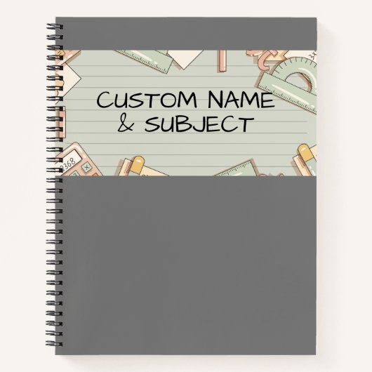 Gray Cover mit Niedlicher Math Graphics Spiral Not Notizblock (Vorderseite)