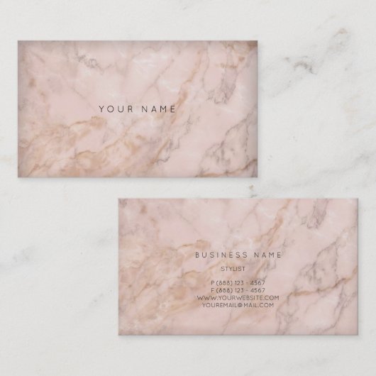 Gray Creamy Pink Sepia Gold Gray Marmor Visitenkarte (Vorne/Hinten)