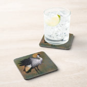 Gray Crowned Crane Bird Beverage Coaster Getränkeuntersetzer (Rechte Seite)