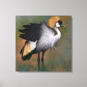 Gray Crowned Crane Bird Canvas Print Leinwanddruck