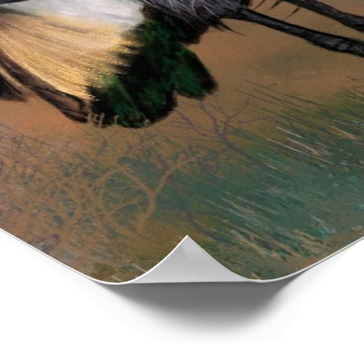 Gray Crowned Crane Bird Poster Malerei (Ecke)