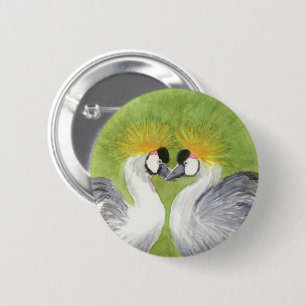 Gray Crowned Cranes Button