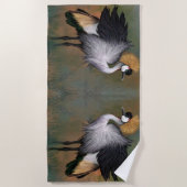 Gray Crowny Cranes Bird Beach Handtuch (Vorderseite)