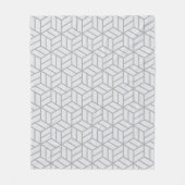 Gray Cube Hexagon Geometric Minimric 3D Muster Fleecedecke (Vorderseite)