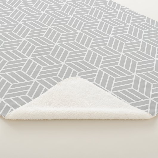 Gray Cube Line Pattern Sherpa Blanket Sherpadecke (3/4)