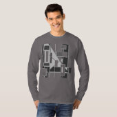 Gray Cubist Geometric MCM inspiriert Abstrakt Art T-Shirt (Vorne ganz)