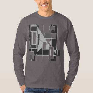 Gray Cubist Geometric MCM inspiriert Abstrakt Art T-Shirt