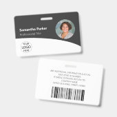 Gray Custom Employee - Foto, Logo, Strichcode, Nam Ausweis (Front & Back)