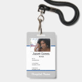 Gray Custom Employee Nurse Doctor ID Foto Ausweis (Vorderseite mit Lanyard)
