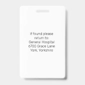 Gray Custom Employee Nurse Doctor ID Foto Ausweis (Rückseite)