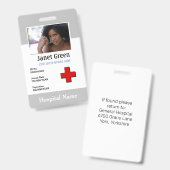 Gray Custom Employee Nurse Doctor Logo ID Foto Ausweis (Front & Back)