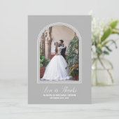 Gray Custom Foto Wedding Dankeskarte (Stehend Vorderseite)