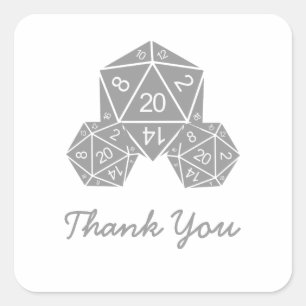 Gray D20 Dice Danke Stickers