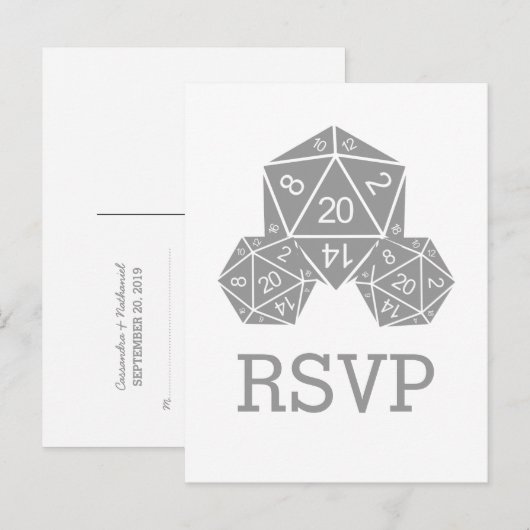 Gray D20 Dice Response Postkarte (Vorne/Hinten)