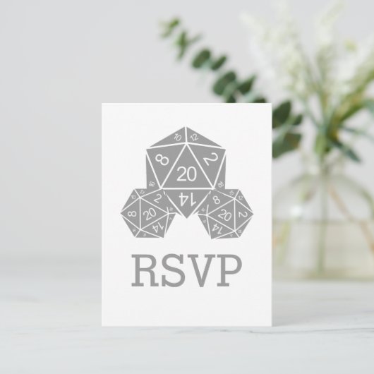 Gray D20 Dice Response Postkarte (Stehend Vorderseite)
