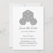 Gray D20 Dice Save the Date einladen Einladung (Vorderseite)