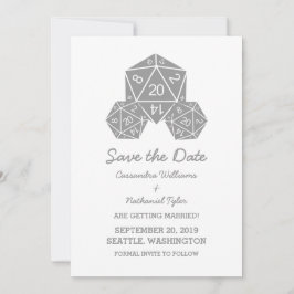 Gray D20 Dice Save the Date einladen Einladung