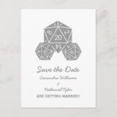 Gray D20 Dice Save the Date Postkarte (Vorderseite)